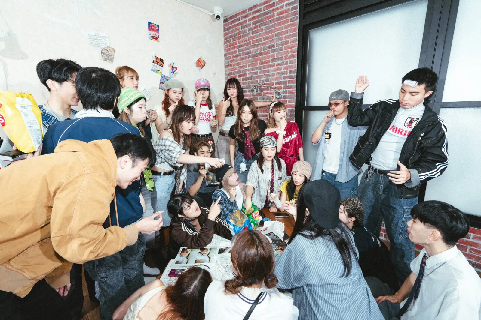 WC Crew cast gathered between takes